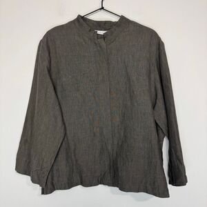 Bryn Walker Linen Mandarin Collar Gwen Blouse XL NWT